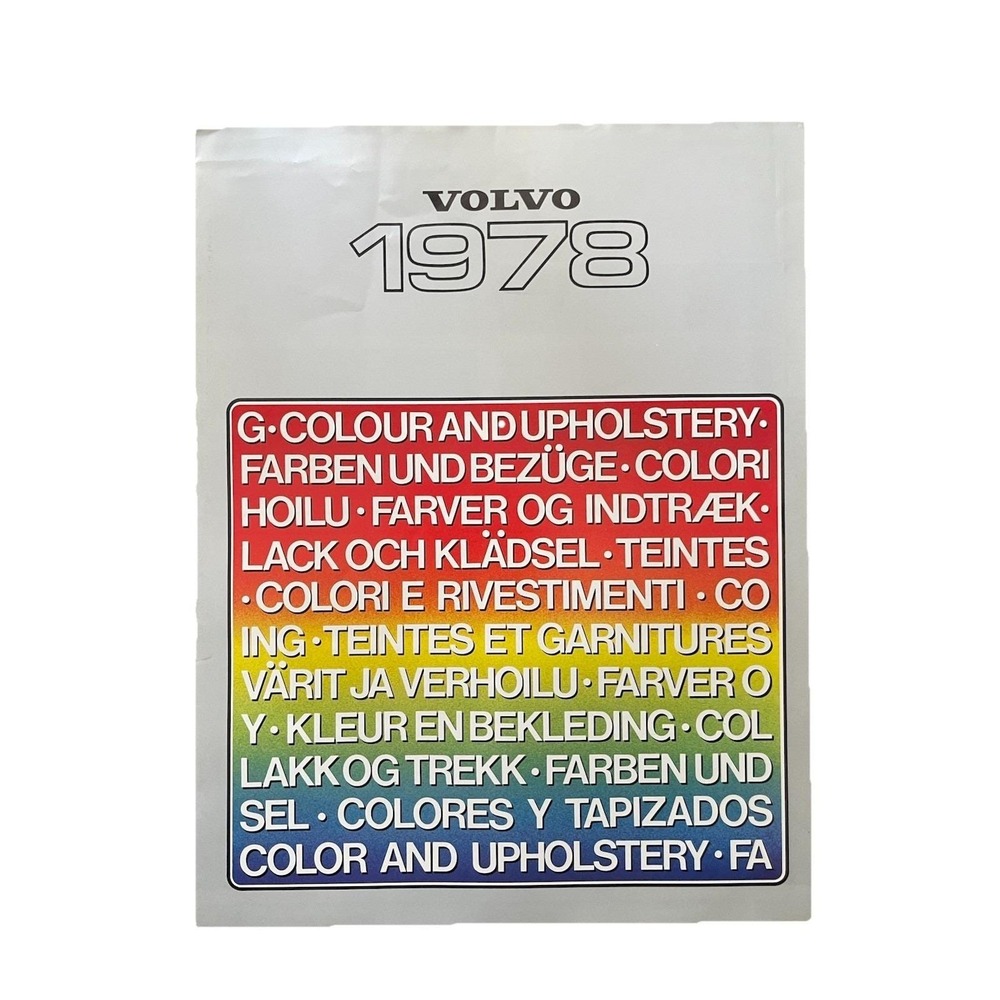 Original Vintage Volvo Colors and Upholstery Brochure 1978